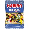 sachet haribo top star bleu avec les personnages haribo qui jouent de la guitar et chante