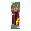 paquet de haribo balla stixx avec des lassos violet, et l'ours haribo appuyé sur deux lassos