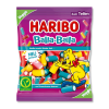 sachet de bonbon Haribo violet avec l'ours haribo qui fait coucou, et les balla balla dans le sachet