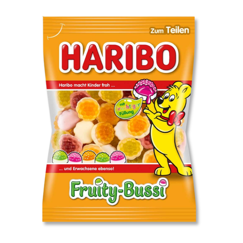 Sachet Haribo orange avec le nounours Haribo et mes bonbon gélifiés à l'intérieur