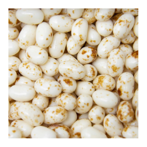vrac des dragées de jelly belly blanc avec des tâche marrons, en forme de haricot au goût de marshmallow grillés