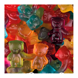 Bonbon gélifiés, couples d'oursons. C'est une image de bonbon en vrac, des bonbons oursons qui se tiennent la main.