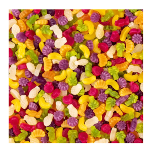 Vrac de bonbon tropico de couleurs différents (blanc, vert, violet, jaunes)