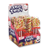 Présentoir de xmas twisty pop, qui sont des sucettes de noël de couleur rouge blanc et vert.