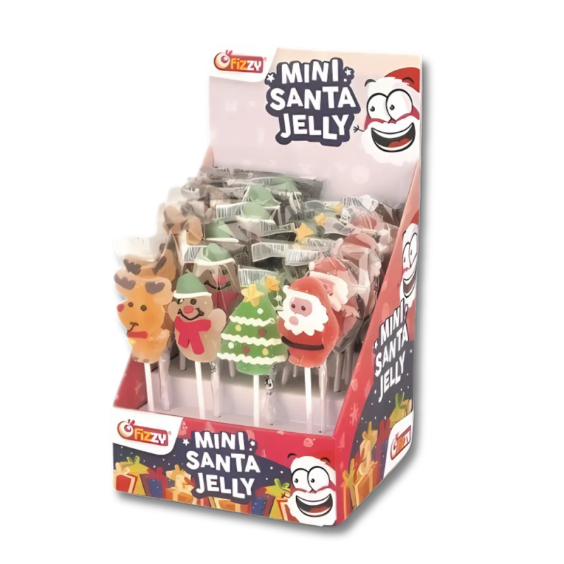 Assortiment de sucettes de Noël dans leur présentoir.