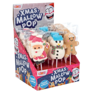 Présentoir de sucettes guimauve de noël, en forme de père noël, pain d'épices, et bonhomme de neige