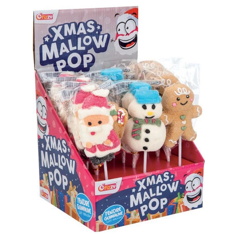 Présentoir de sucettes guimauve de noël, en forme de père noël, pain d'épices, et bonhomme de neige