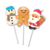 Sucettes guimauve mallow pop de noël en forme de père noël, bonhomme de neige et pain d'épice.