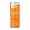 canette de red bull orange à la fraise et à l'abricot. Logo de la marque red bull dessus.