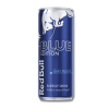 canette de red bull bleu foncé avec le logo de la marque dessus. Le parfum est indiqué dessus "myrtille".