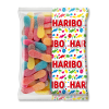 Sachet de 2kg de langues acides haribo de plusieurs couleurs différentes : rose et bleu, orange et rouge marron et jaune