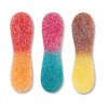 Individuel de langues acides haribo de couleurs rouge et orange, rose et bleu, et marron et jaune