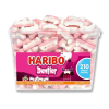 Boite tubo des bonbons dentier Haribo, blanc et rose dans un univers de vampire