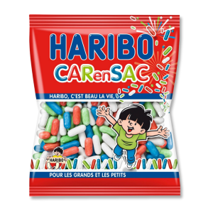 Sachet de carensac haribo, qui sont de petits dragées multicolores au goût de réglisse