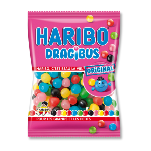 Sachet rose de dragibus Haribo multicolores