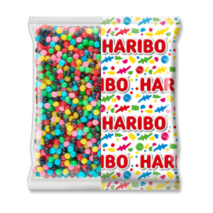Gros conditionnement sachet de dragibus multicolores de chez Haribo