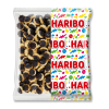 Gros conditionnement sachet de flanbolo caramel de chez Haribo, marron et beige
