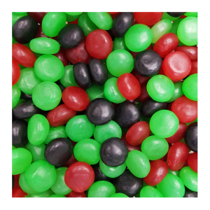 Vrac de fraizibus haribo de couleur vert, rouge et noir
