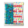 Gros conditionnement de schtroumpfs Haribo, qui sont des bonbon gélifiés tout bleu