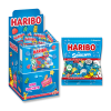Boit présentoir de mini sachet de schtroumpfs de chez Haribo, qui sont des bonbons gélifiés tout bleu