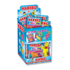 boite présentoirs de mini sachets de super frites haribo de plusieurs couleurs (rouge, verte, bleue, verte et orange)