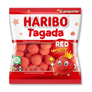 Sachet rouge et blanc de tadaga de chez Haribo