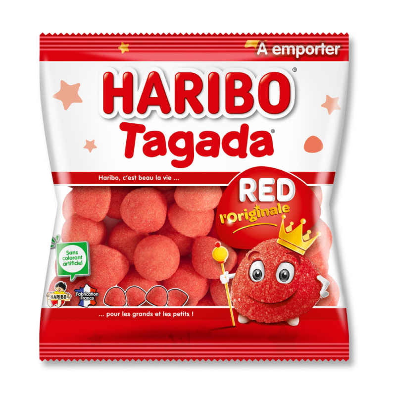 Sachet rouge et blanc de tadaga de chez Haribo