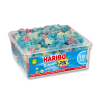Boite tubo de bonbon gélifié Haribo en forme de schtroumpfs bleu qui piquent