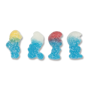 Bonbon gélifiés qui pique de chez Haribo en forme de schtroumpfs bleues
