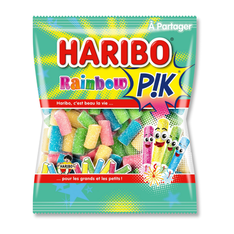 Sachet de couleur verte Haribo rainbow pik de chez Haribo