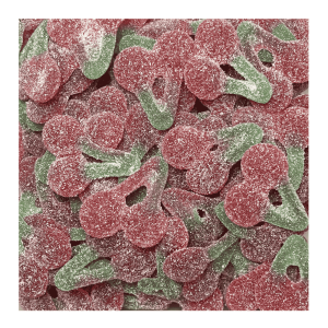 Cherry pik Haribo en vrac qui sont des bonbons en formes de cerises rouge et vert qui piquent