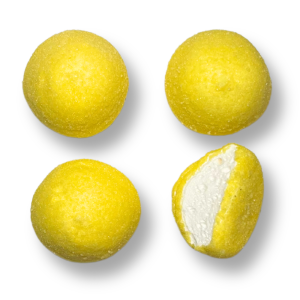 Balle de golf individuel qui sont des guimauves de couleur jaune au gout de banane