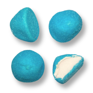 Guimauve balle de golf en individuel de couleurs bleu et au gout de framboise
