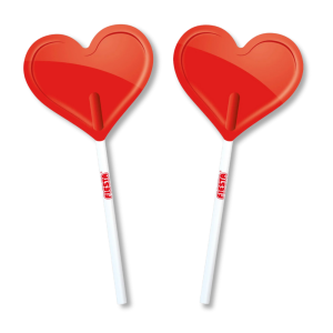 Sucette piruletas en forme de coeur rouge à la cerise