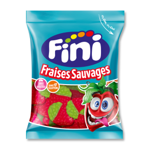 Sachet 90g fraise sauvage lisse de chez fini, qui sont des bonbons gélifiés à la fraise