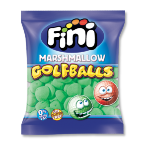 Sachet gros conditionnement de balle de golf de chez fini qui sont des guimauve verte au gout de pomme verte