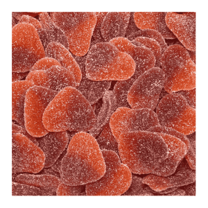 Vrac de coeur de pêche sucré de chez fini en individuel qui sont des bonbons à la pêche