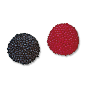 mûres rouges et noires de chez FINI en individuel qui sont des bonbons à la forme et au goût de mûres