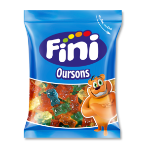 Sachet d'ourson lisse brillant de chez FINI qui sont des bonbons en forme d'ourson gélifiés