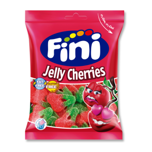 Sachet de cerise gélifiée pik de chez FINI qui sont des bonbons acidulés en forme et au goût de cerise