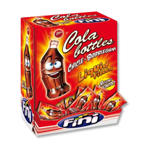 Présentoir de fini boom bouteille de cola qui sont des chewing gum au goût de cola