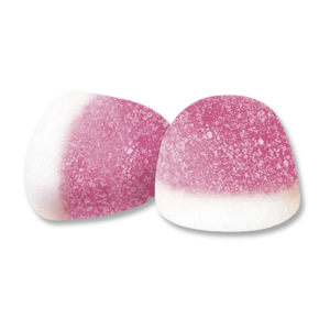 bonbon bisou fraise grand modèle de chez fini qui sont des bonbon sucrés à la fraise de couleur rose et blanc