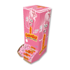Présentoir rose de carambar barbe à papa qui sont des pâtes à marcher en barre au goût de barbe à papa