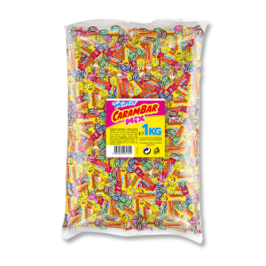 Sachet gros conditionnement de carambar mini mix qui sont des pates a macher aux fruits