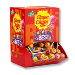 Gros conditionnement, présentoir de sucettes chupa chups best of, avec tout les meilleurs goûts de chupa chups