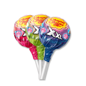 Sucettes individuelles XXL de chupa chups classique, bleu, vert et rose