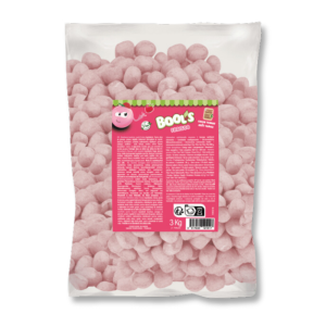 Sachet gros conditionnement de fraisoo'bool qui sont des bonbons pâtes à machés roses à la fraise