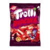 Sachet violet et rouge de dentier trolli qui sont des bonbons gélifiés en forme de dentier