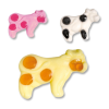Bonbon individuel vache marguerite trolli en forme de vache jaune, rose et blanche