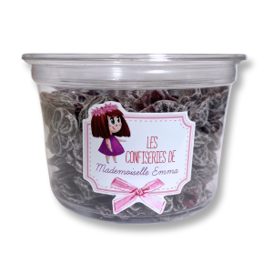 Pot de bonbon à la violette qui sont du sucre cuit au parfum et à la forme de violette